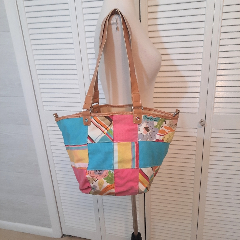 Rosetti LG cotton patchwork purse tote